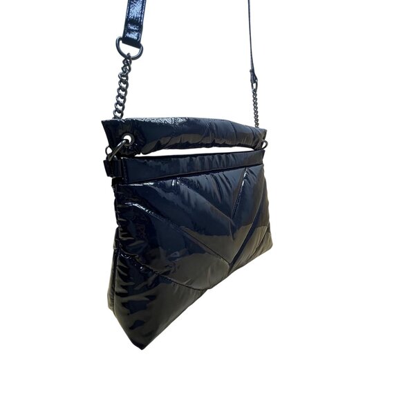 Zara Women’s Dark Blue Patent Quilted With Strap Glossy Finish Shoulder Bag - Picture 4 of 11